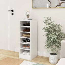 Berkfield Home Shoe Cabinet White 31.5x35x90 cm Engineered Wood - thumbnail 1