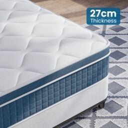 Dprodo Medium Firm Hybrid Mattress 27CM - Memory Foam & Pocket Springs in White - Size: Super King - thumbnail 8
