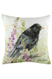 Evans Lichfield Blackbird Hand-Painted Watercolour Printed Cushion - Size: 43 cm x 43 cm - thumbnail 1