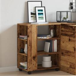 Berkfield Home Rolling Cabinet Old Wood 60x35x75 cm Engineered Wood in Brown - Size: 60 x 35 x 75 cm - thumbnail 4