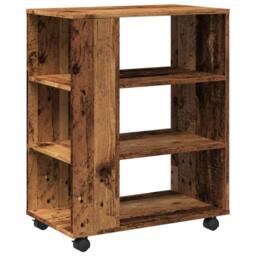 Berkfield Home Rolling Cabinet Old Wood 60x35x75 cm Engineered Wood in Brown - Size: 60 x 35 x 75 cm - thumbnail 2