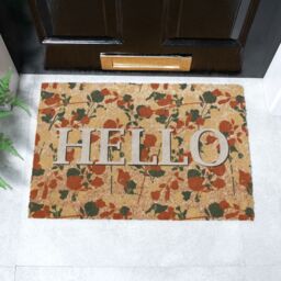 Artsy Mats Hello Floral Coir Doormat (60 x 40cm) in Brown - Size: 40 x 60 cm - thumbnail 1