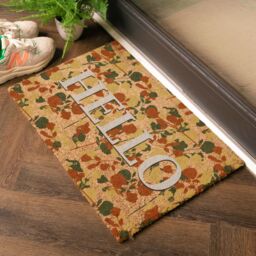 Artsy Mats Hello Floral Coir Doormat (60 x 40cm) in Brown - Size: 40 x 60 cm - thumbnail 2