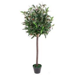 Leaf 90cm Design UK Realistic Artificial Olive Tree in Black Plastic Pot in Green
