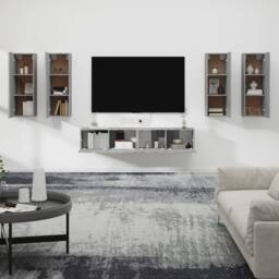 Berkfield Home 6 Piece TV Cabinet Set Grey Sonoma Engineered Wood - thumbnail 3