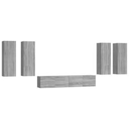 Berkfield Home 6 Piece TV Cabinet Set Grey Sonoma Engineered Wood - thumbnail 2
