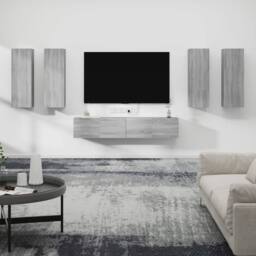 Berkfield Home 6 Piece TV Cabinet Set Grey Sonoma Engineered Wood - thumbnail 1
