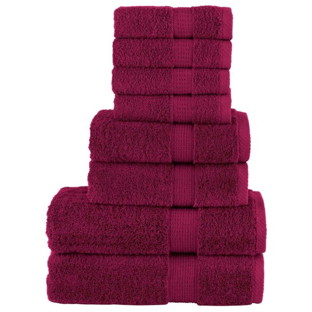 Berkfield Home 8 Piece Premium Towel Set SOLUND Bordeaux 600 gsm in Red - image 1