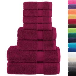 Berkfield Home 8 Piece Premium Towel Set SOLUND Bordeaux 600 gsm in Red - thumbnail 2