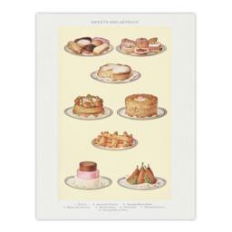 "Artery8 Sweets & Gateaux Cakes Mrs Beeton Wall Art Poster Print in Yellow - Size: W24"" x H32""" - thumbnail 1