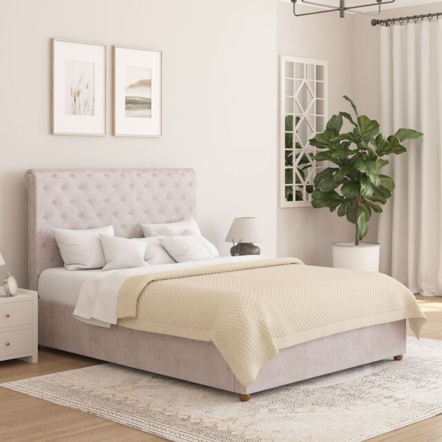 Aspire Taylor Ottoman Storage Bed Frame in Plush Velvet Fabric in Silver - Size: Super King - image 1