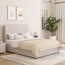 Aspire Taylor Ottoman Storage Bed Frame in Plush Velvet Fabric in Silver - Size: Super King - thumbnail 1
