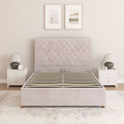Aspire Taylor Ottoman Storage Bed Frame in Plush Velvet Fabric in Silver - Size: Super King - thumbnail 3