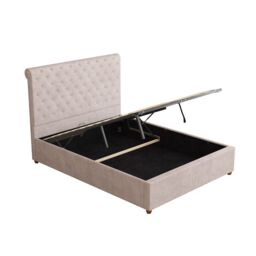 Aspire Taylor Ottoman Storage Bed Frame in Plush Velvet Fabric in Silver - Size: Super King - thumbnail 7