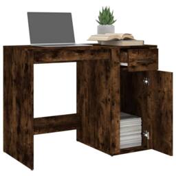 Berkfield Home Desk Smoked Oak 100x49x75 cm Engineered Wood in Brown - Size: 100 x 49 x 75 cm - thumbnail 5