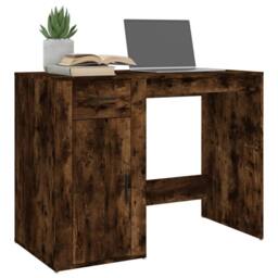 Berkfield Home Desk Smoked Oak 100x49x75 cm Engineered Wood in Brown - Size: 100 x 49 x 75 cm - thumbnail 4
