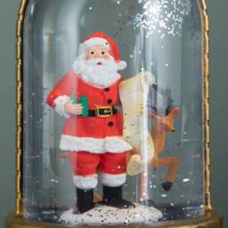 Samuel Alexander 29cm LED Christmas Cloche Water Spinner with Santa & Deer Scene in Bronze - thumbnail 4