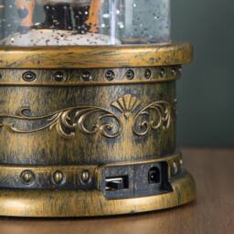 Samuel Alexander 29cm LED Christmas Cloche Water Spinner with Santa & Deer Scene in Bronze - thumbnail 5