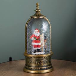 Samuel Alexander 29cm LED Christmas Cloche Water Spinner with Santa & Deer Scene in Bronze - thumbnail 3