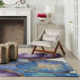 The Rug Shop UK Blue Handmade Floral Abstract Optical 3D Luxurious Cotton Backing Rug - Size: 114 cm x 170 cm - thumbnail 2