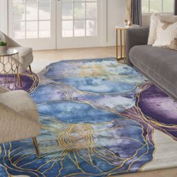The Rug Shop UK Blue Handmade Floral Abstract Optical 3D Luxurious Cotton Backing Rug - Size: 114 cm x 170 cm - thumbnail 4