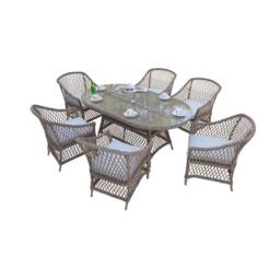 Furniture Maxi Provence Willow 6‑Seater Rattan Garden Dining Set in Natural - thumbnail 2