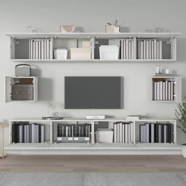 Berkfield Home Classic 6 Piece TV Cabinet Set Concrete Grey Engineered Wood - image 1