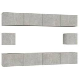 Berkfield Home Classic 6 Piece TV Cabinet Set Concrete Grey Engineered Wood - thumbnail 3