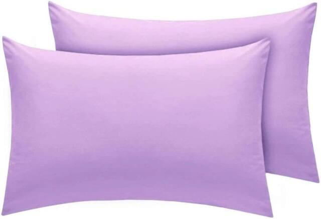 Homes-Linen Premium Percale Pillowcases 180 Thread Count Hotel Quality 2 Pack Set in Lilac - Size: Standard Pillow Case - image 1