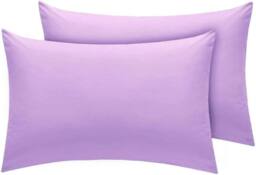 Homes-Linen Premium Percale Pillowcases 180 Thread Count Hotel Quality 2 Pack Set in Lilac - Size: Standard Pillow Case