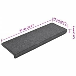 Berkfield Home Decorative Carpet Stair Treads 15 pcs 65x21x4 cm Dark Grey - Size: Medium - thumbnail 8