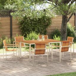 Berkfield Home 7 Piece Garden Dining Set Solid Wood Acacia in Brown