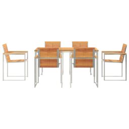 Berkfield Home 7 Piece Garden Dining Set Solid Wood Acacia in Brown - thumbnail 7