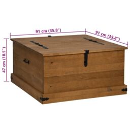 Berkfield Home Storage Chest HALDEN 91x91x47 cm Solid Wood Pine in Brown - Size: 91 x 91 x 47 cm - thumbnail 9