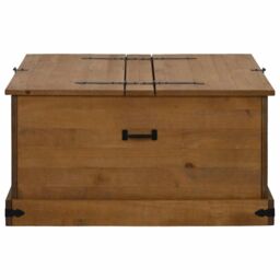 Berkfield Home Storage Chest HALDEN 91x91x47 cm Solid Wood Pine in Brown - Size: 91 x 91 x 47 cm - thumbnail 4