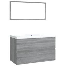 Berkfield Home Bathroom Furniture Set Grey Sonoma Engineered Wood - thumbnail 1