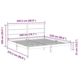 Berkfield Home Extra Long Bed Frame without Mattress 200x220 cm Solid Wood in Brown - thumbnail 9