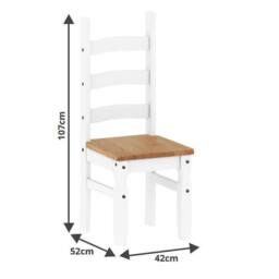 FORGEVIO Dining Chairs x 2 White Painted Slat Back Mexican Solid Wood - thumbnail 2