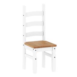 FORGEVIO Dining Chairs x 2 White Painted Slat Back Mexican Solid Wood - thumbnail 5