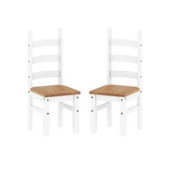 FORGEVIO Dining Chairs x 2 White Painted Slat Back Mexican Solid Wood - thumbnail 6