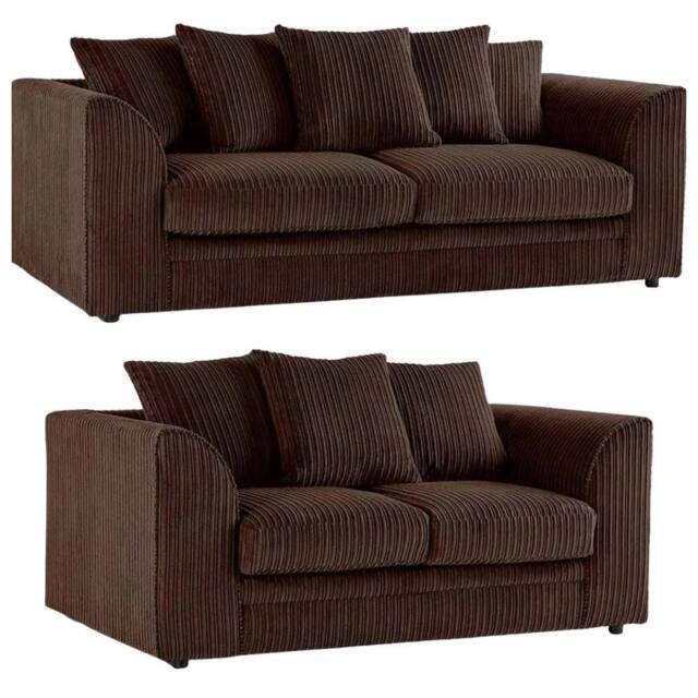 Bliss Furniture Jumbo Cord Scatter Back 3+2 Sofa Set in Dylan Brown - Size: 5 Pack - image 1