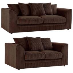 Bliss Furniture Jumbo Cord Scatter Back 3+2 Sofa Set in Dylan Brown - Size: 5 Pack - thumbnail 1
