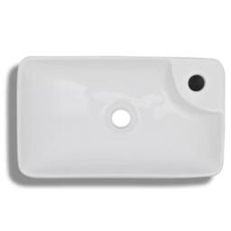 Berkfield Home Elegant Ceramic Bathroom Sink Basin with Faucet Hole White - thumbnail 1