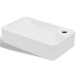 Berkfield Home Elegant Ceramic Bathroom Sink Basin with Faucet Hole White - thumbnail 3