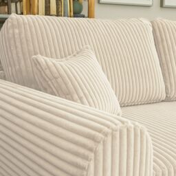 Furnishings For Less UK Vinci Chunky Cord Soft 4 Seater Corner Sofa Right Hand Facing Grey or Cream in Ivory - thumbnail 4