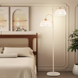 Costway 2-Light Floor Lamp Rotating Tree Lamp Foot Switch in White - thumbnail 3