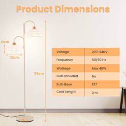 Costway 2-Light Floor Lamp Rotating Tree Lamp Foot Switch in White - thumbnail 2