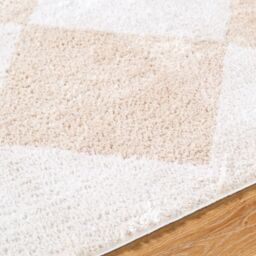 Livabliss Fossay Shag-Washable Beige Brown Green Grey High Pile Diamond Rug - Size: 200 cm x 275 cm - thumbnail 7