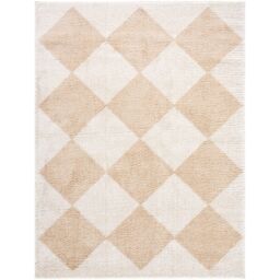 Livabliss Fossay Shag-Washable Beige Brown Green Grey High Pile Diamond Rug - Size: 200 cm x 275 cm - thumbnail 2