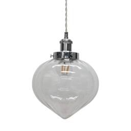 First Choice Lighting Set of 2 Layla - Clear Glass Easy Fit Pendant Shades Chrome Detail - thumbnail 2